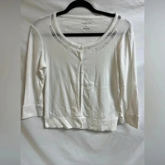 Van Heusen Women’s size small 100% cotton 3/4 sleeve  button -down Cardigan - Picture 1 of 5